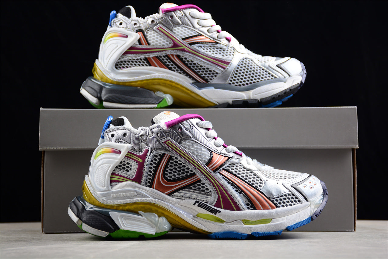 Balenciaga Runner Trainers | Grey, pink and orange