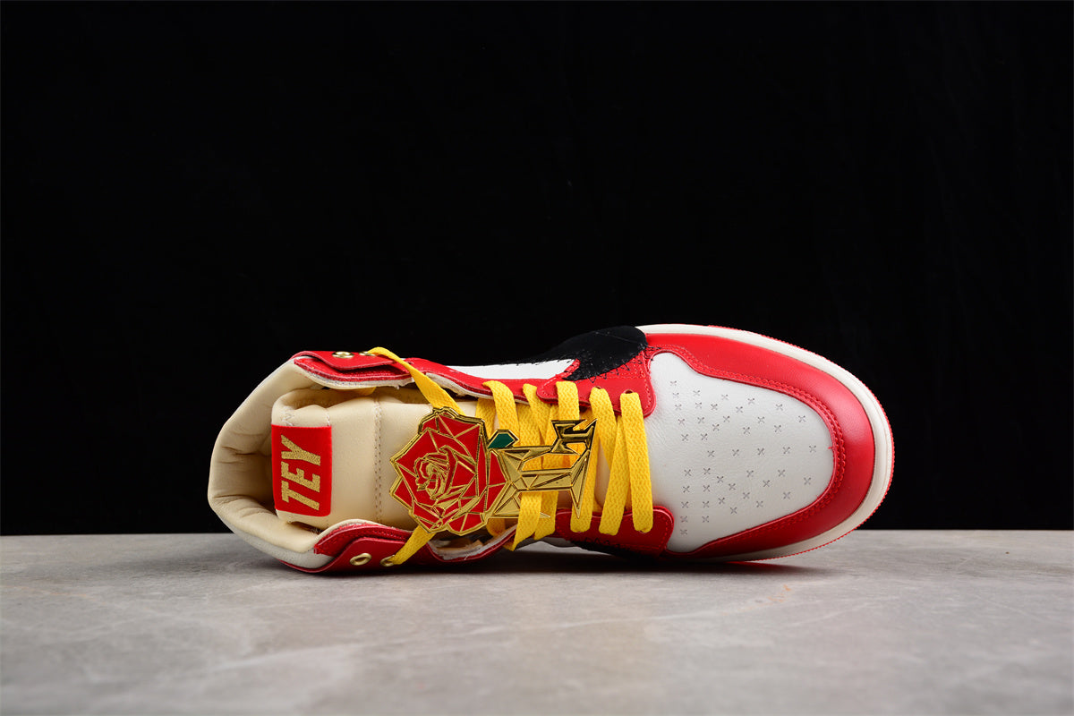 Jordan 1s high red flower customized