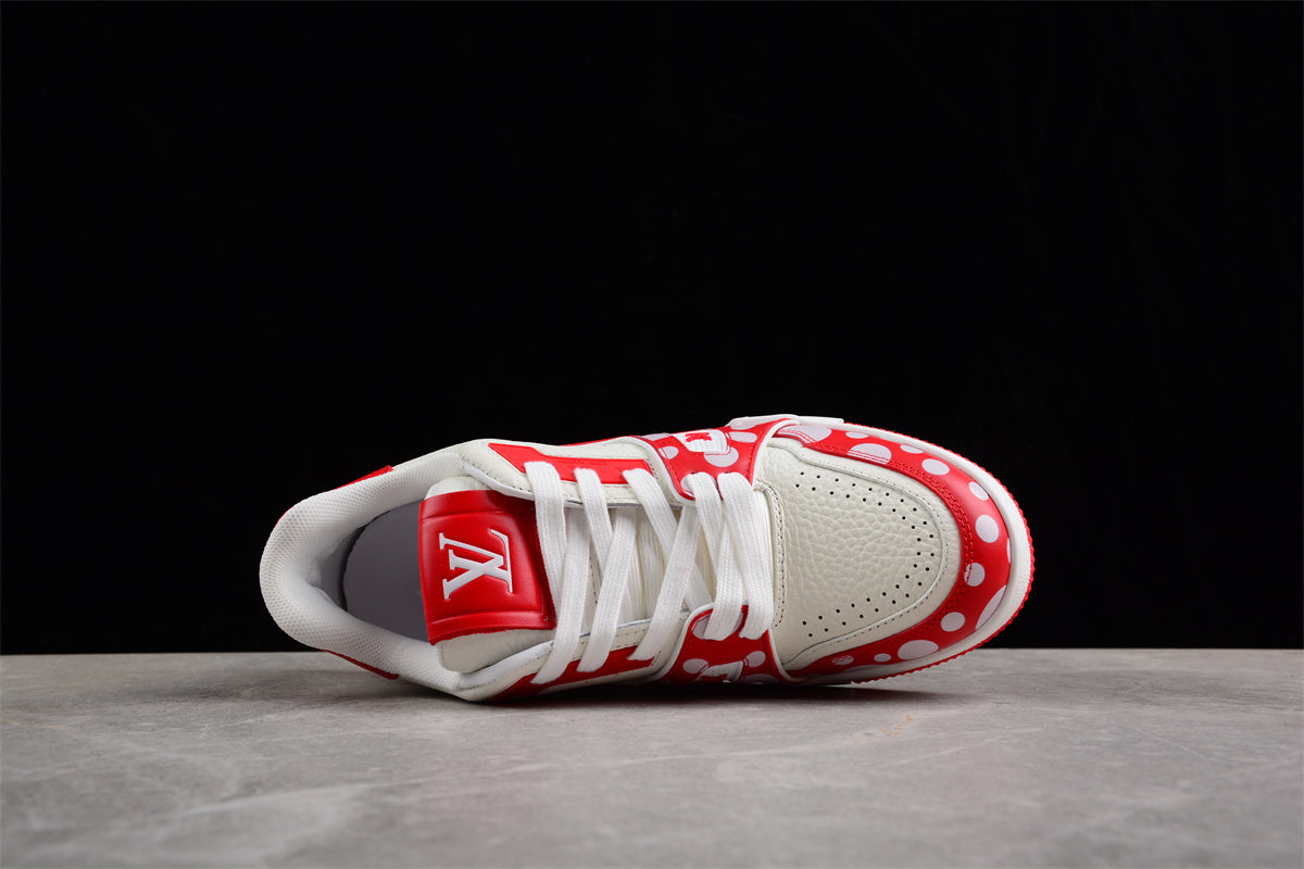 LV Trainers white and red spots