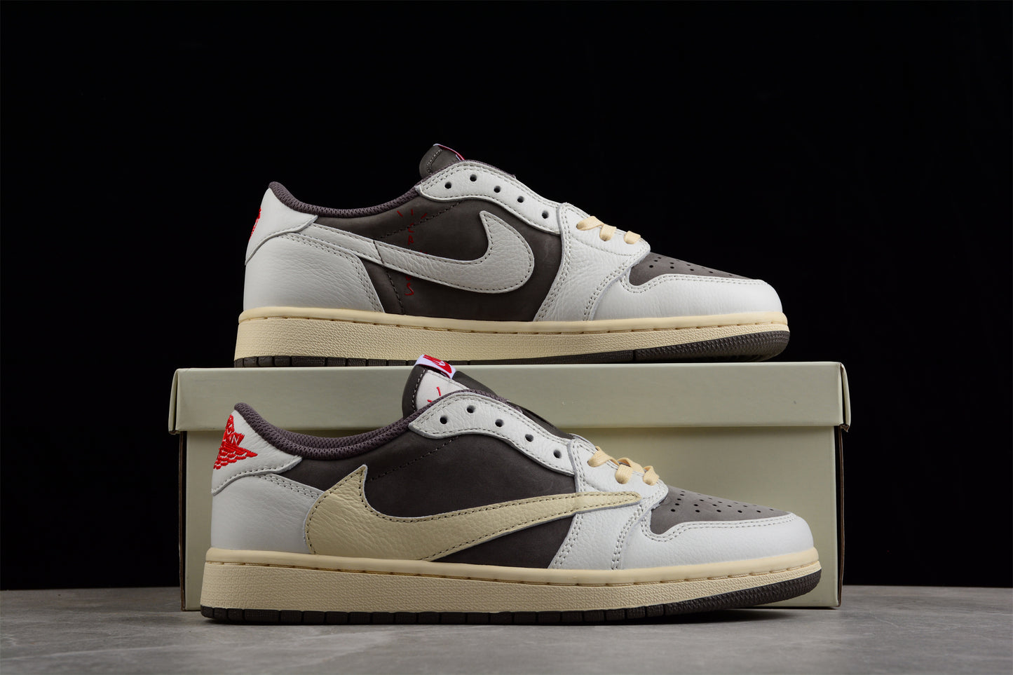Jordan 1s x travis scott reverse mocha brown and white
