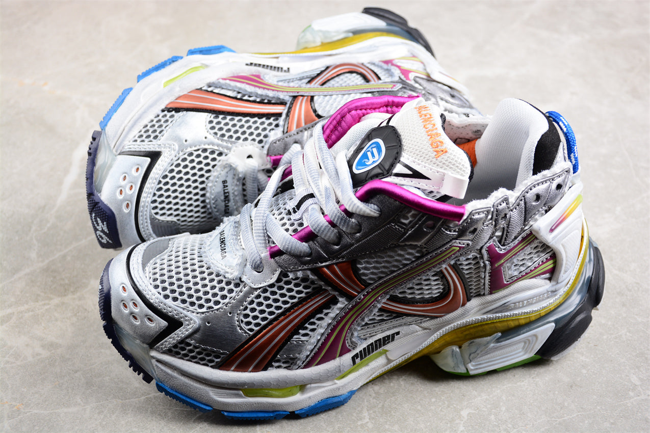 Balenciaga Runner Trainers | Grey, pink and orange