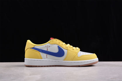 Jordan 1s x travis scott blue nickel yellow white