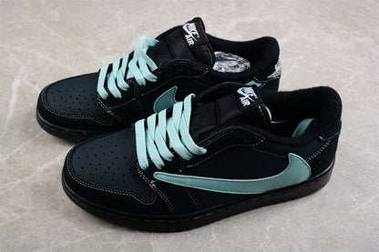 Jordan 1s x travis scott custom blue and black