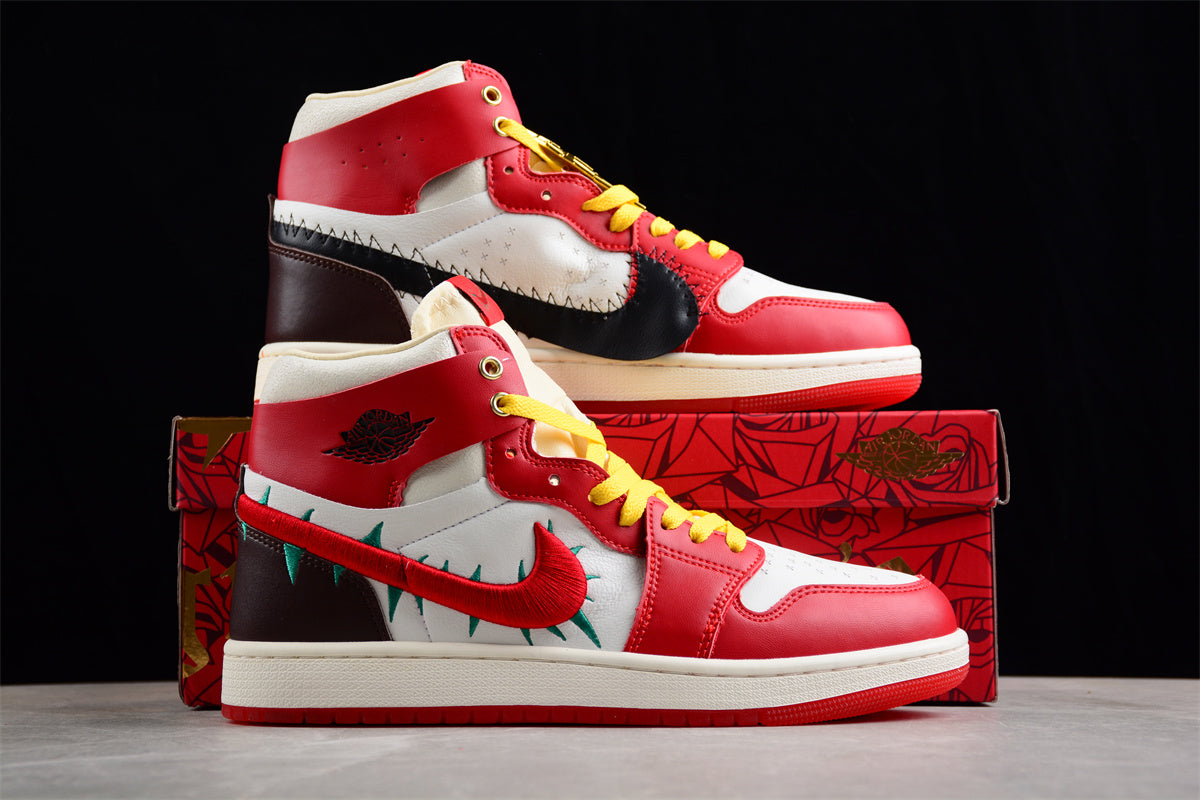 Jordan 1s high red flower customized