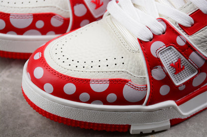 LV Trainers white and red spots