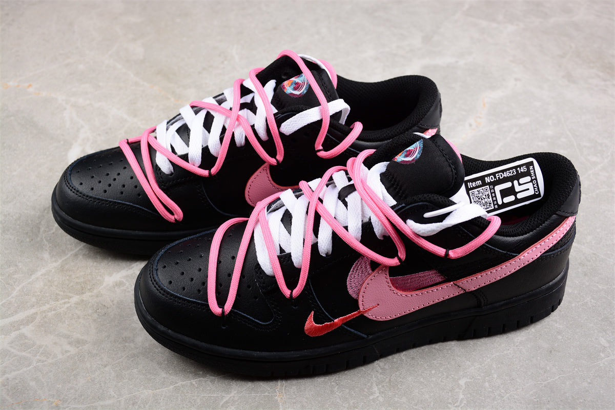 SB Dunks black and pink off white custom