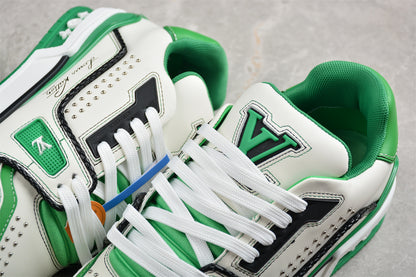 LV Trainers classic white and green splicing
