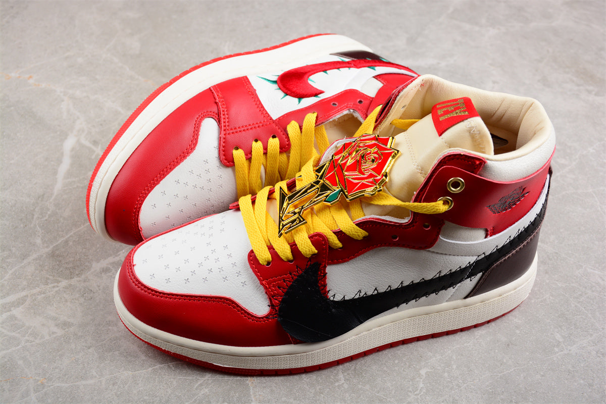 Jordan 1s high red flower customized