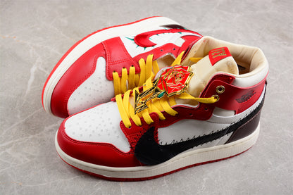 Jordan 1s high red flower customized