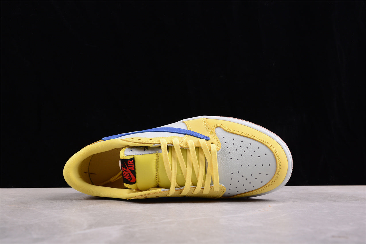 Jordan 1s x travis scott blue nickel yellow white