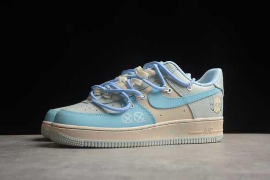beige air forces x Kaws custom