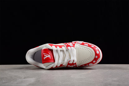 LV Trainers white and red spots