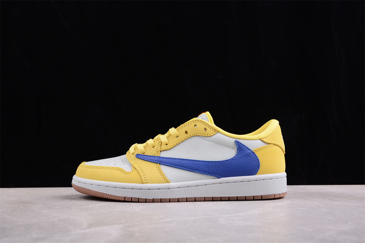 Jordan 1s x travis scott blue nickel yellow white