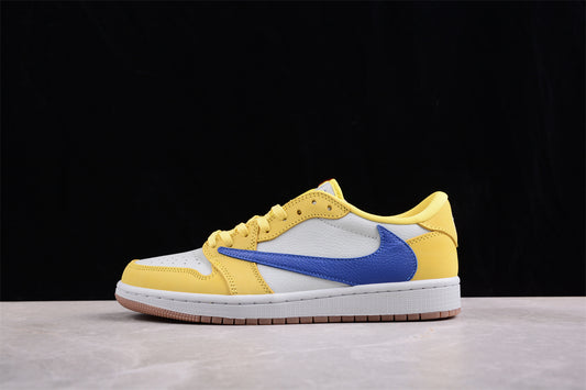 Jordan 1s x travis scott blue nickel yellow white
