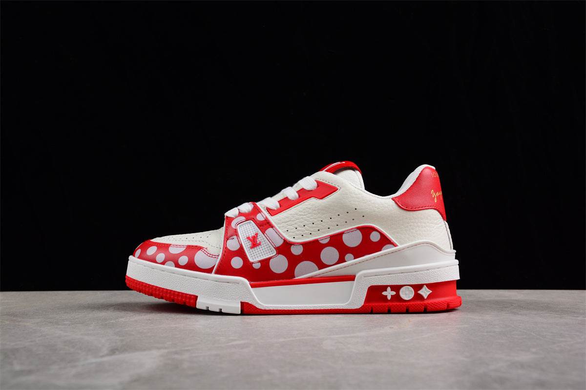 LV Trainers white and red spots