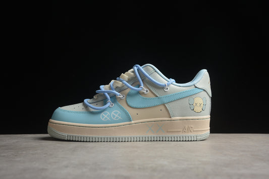 beige air forces x Kaws custom