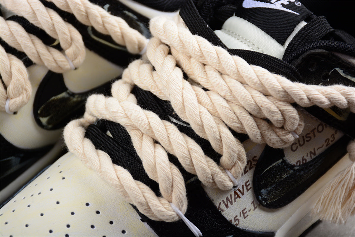 SB Dunks Beige and black thick rope custom