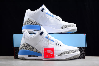 Jordan 3s North Carolina blue