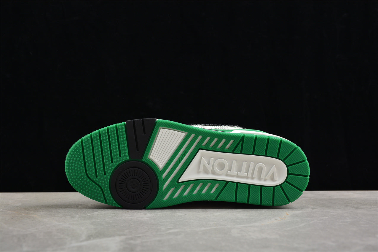 LV Trainers classic white and green splicing