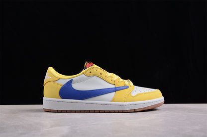 Jordan 1s x travis scott blue nickel yellow white