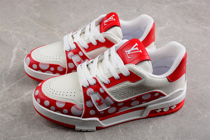 LV Trainers white and red spots