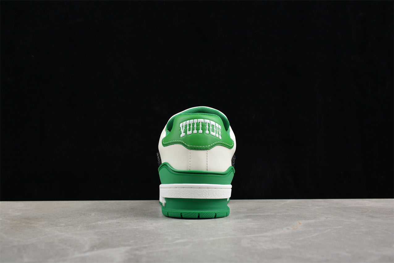 LV Trainers classic white and green splicing