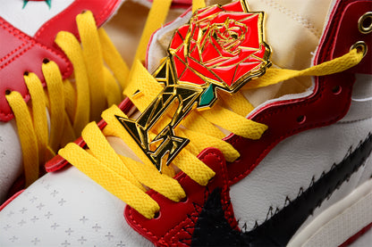 Jordan 1s high red flower customized