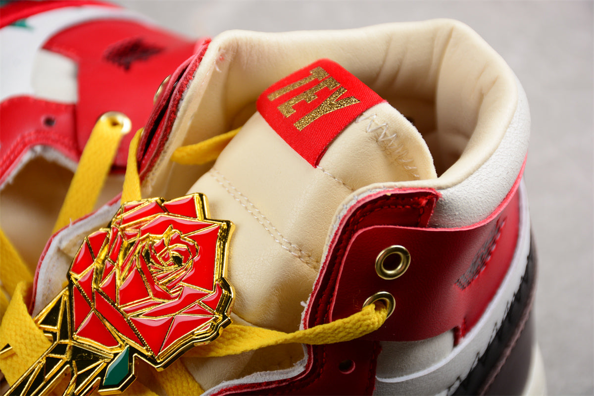 Jordan 1s high red flower customized