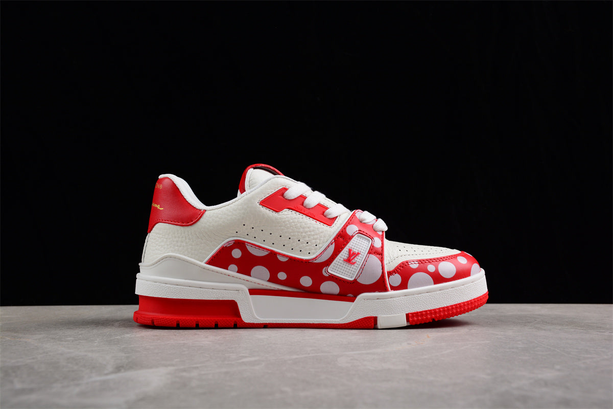 LV Trainers white and red spots