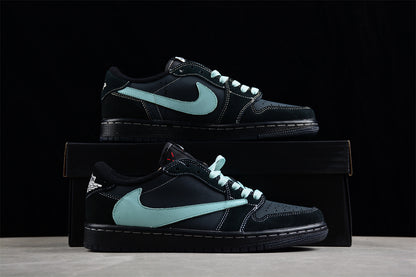Jordan 1s x travis scott custom blue and black