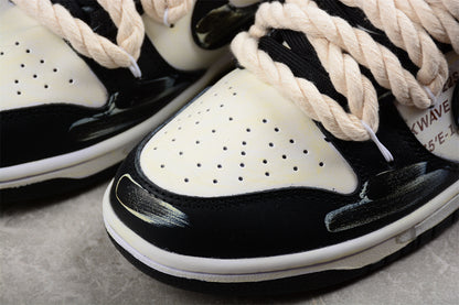 SB Dunks Beige and black thick rope custom