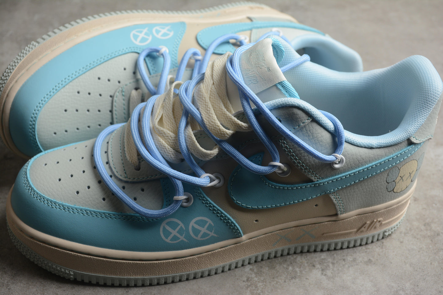 beige air forces x Kaws custom