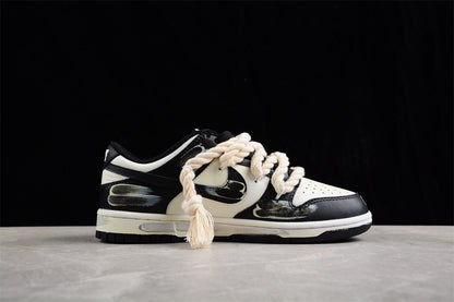 SB Dunks Beige and black thick rope custom