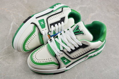 LV Trainers classic white and green splicing