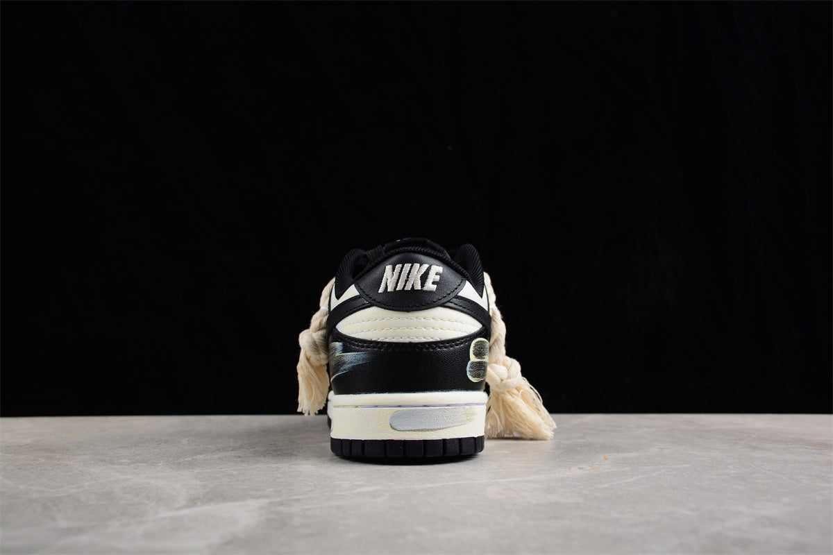 SB Dunks Beige and black thick rope custom