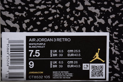 Jordan 3s White Purple