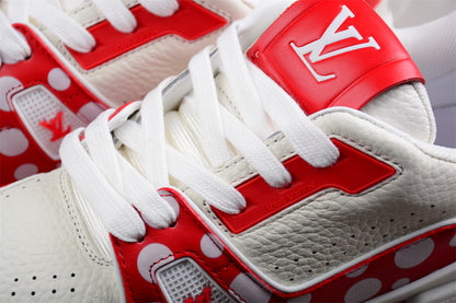 LV Trainers white and red spots
