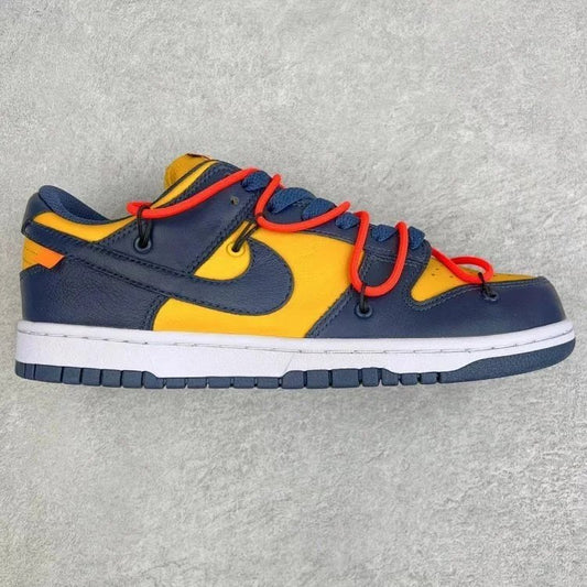 Off-White Nike low dunks yellow and navy blue